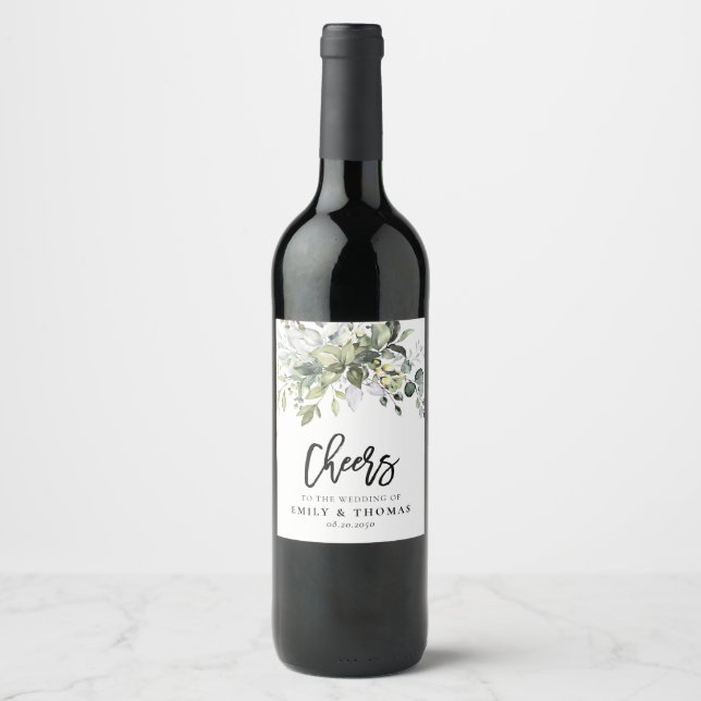 Rótulo de Vinho de Casamento Verde (Frente)