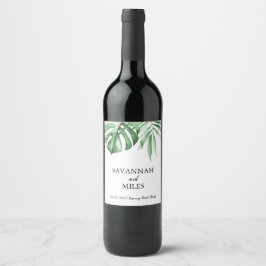 Rótulo de Vinho de Casamento Verde Tropical