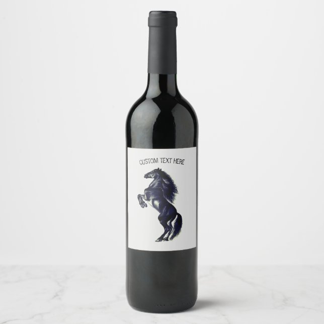 Rótulo de Vinho de Cavalo Selvagem em Direita com  (Frente)