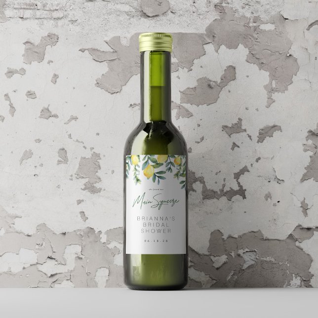 Rótulo de vinho de Chá de panela de limão, espreme (Lemon Botanical Main Squeeze wine bottle sticker mockup)