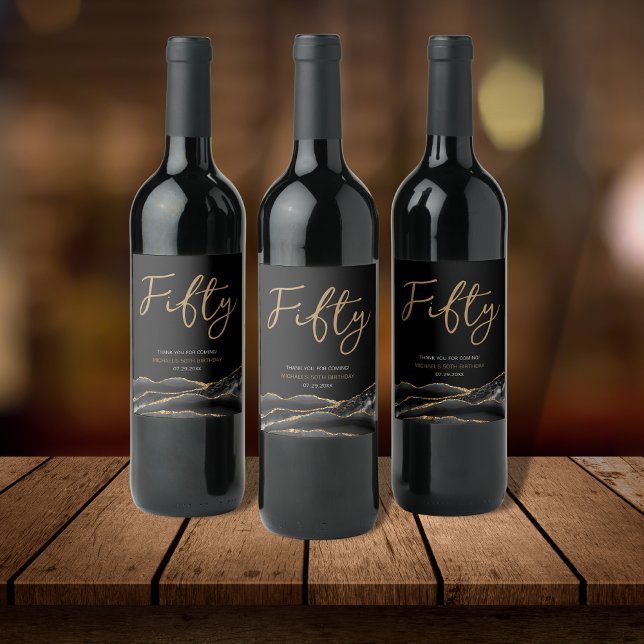 Rótulo de vinho de Festa de aniversário Preto Dour (Criador carregado)