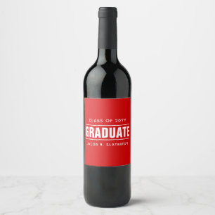 Rótulo de Vinho de Graduação Personalizado Vermelh