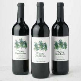 Rótulo de Vinho de Natal da Floresta de inverno