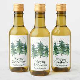 Rótulo de Vinho de Natal da Floresta de inverno