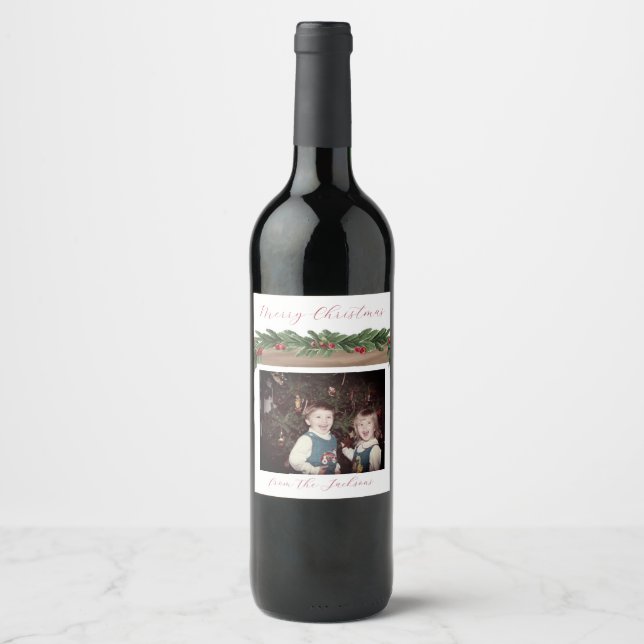 Rótulo de Vinho de Natal Feriado de Castanberry Ga (Frente)