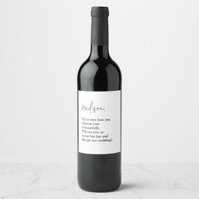 Rótulo de Vinho de Proposta Oficiente de Casamento (Frente)