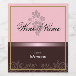 Rótulo De Vinho De rosa Com Uvas