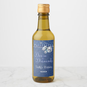 Rótulo de Vinho Denim e Diamantes