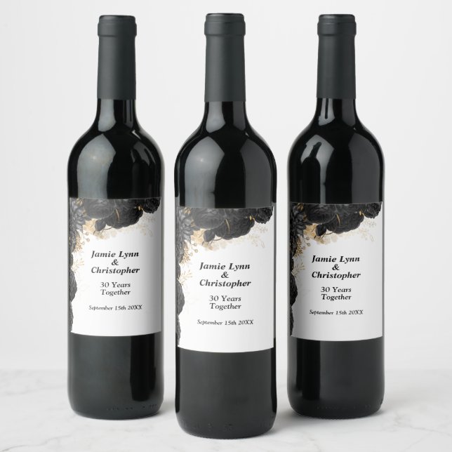 Rótulo de Vinho do Aniversário do Casamento Floral (Garrafas)