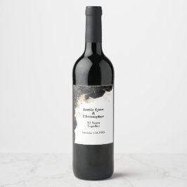 Rótulo de Vinho do Aniversário do Casamento Floral