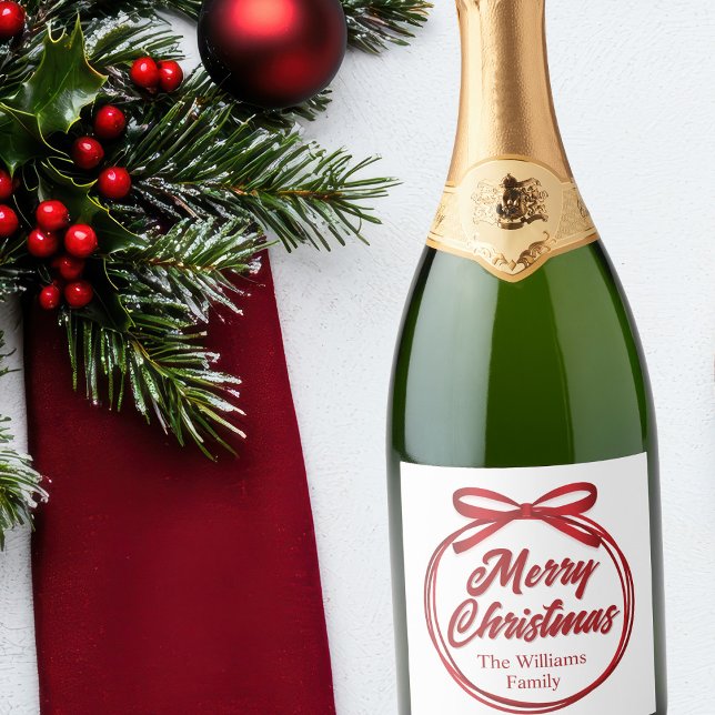 Rótulo de Vinho do Arco Vermelho de Fita de Natal  (Criador carregado)