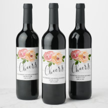 Rótulo de vinho do casamento floral russo