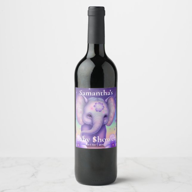 Rótulo de Vinho do Chá de fraldas Púrpura de Elefa (Frente)