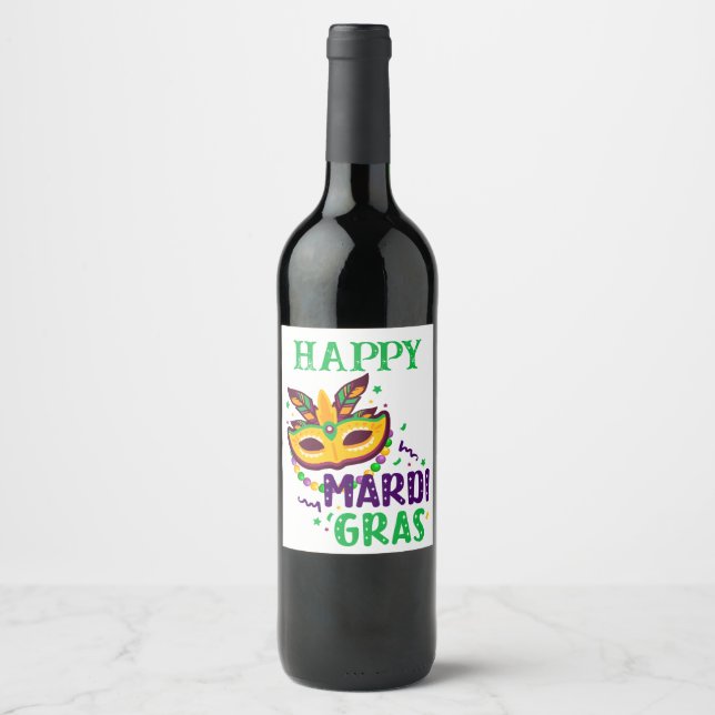 Rótulo de Vinho do Mardi Gras (Frente)