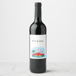 Rótulo de Vinho do Navio Pirata da Ilha do Tesouro