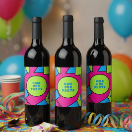 Rótulo de Vinho do Partido Y2K, Retro-Arte Pop Col