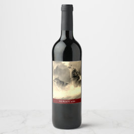 Rótulo de Vinho Dourado Personalizado do Lobo Eleg