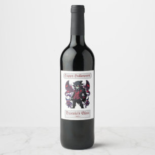 Rótulo de Vinho Drácula Feliz Halloween