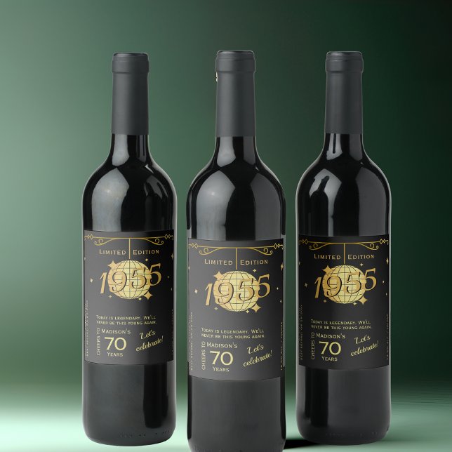 Rótulo de vinho elegante para festa de aniversário (Criador carregado)