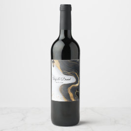 Rótulo de vinho elegante Preto e Dourado