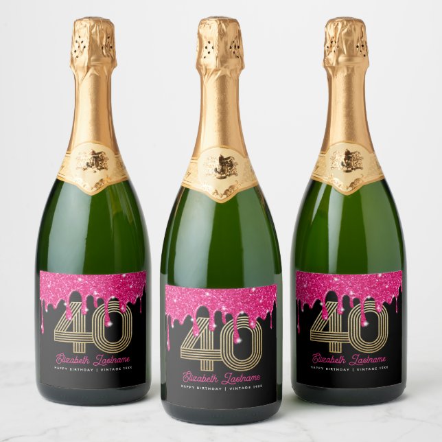 Rótulo de Vinho Espumante Brilhante de 40º Anivers (Garrafas)