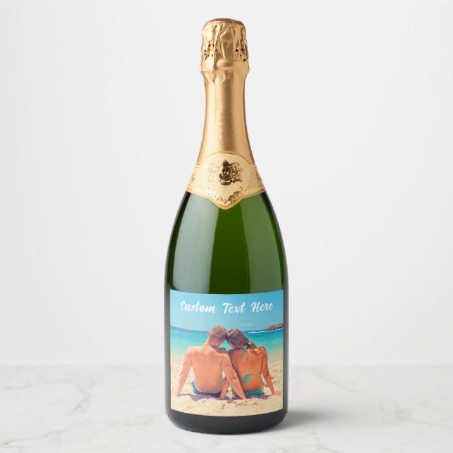 Rótulo de Vinho Espumante com Foto Presente Texto  (Frente)