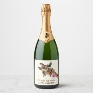 Rótulo de Vinho Espumante da Girafa Engraçada - Te
