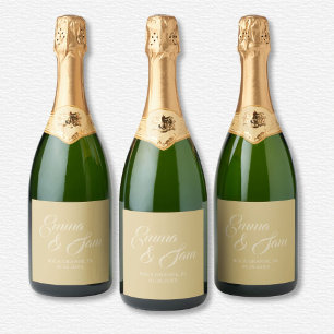 Rótulo de Vinho Espumante de Casamento Branco
