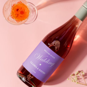Rótulo de Vinho Espumante de Casamento de Lavandas