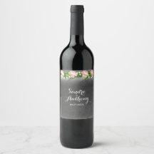 Rótulo de Vinho Espumante de Casamento de Rosa de 