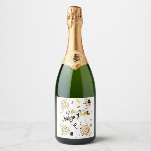 Rótulo de Vinho Espumante do feliz ano novo