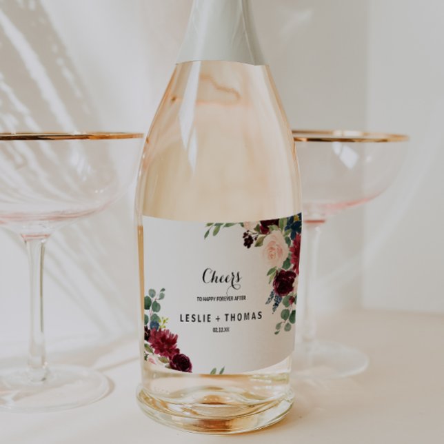 Rótulo de Vinho Espumante para Casamento em Tons R (Criador carregado)