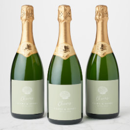 Rótulo de Vinho Espumante Verde Salvia e Concha