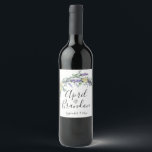 Rótulo de vinho Eucalyptus e rosas amarelas lavand<br><div class="desc">Um design elegante e vintage com eucalipto,  rosas amarelas e lavanda pintada em cor d'água romântica. - personalizável para qualquer ocasião</div>