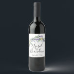 Rótulo de vinho Eucalyptus e rosas amarelas lavand<br><div class="desc">Um design elegante e vintage com eucalipto,  rosas amarelas e lavanda pintada em cor d'água romântica. - personalizável para qualquer ocasião</div>