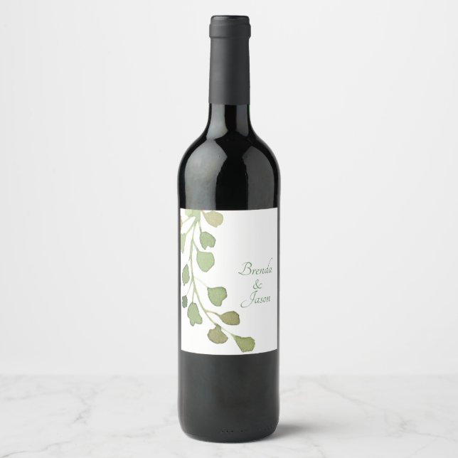 Rótulo de Vinho Fern de Cor Verde (Frente)