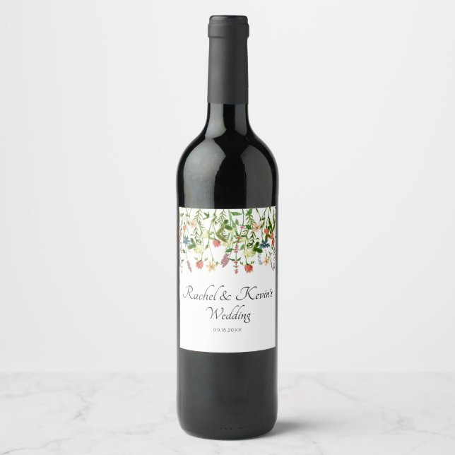 Rótulo de Vinho Floral de Flor de Flor Botânico (Frente)