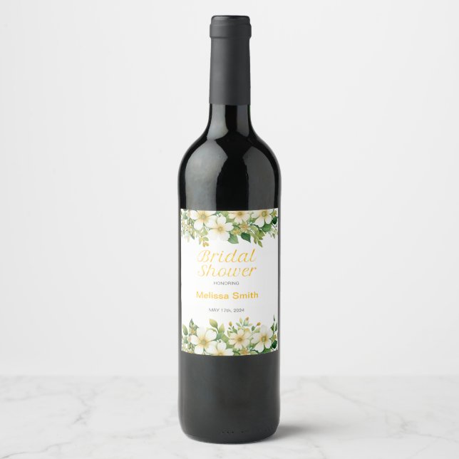 Rótulo De Vinho Floral Delicado Para Chá de panela (Frente)