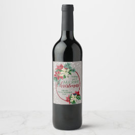 Rótulo de vinho floral festivo de Natal Poinsettia