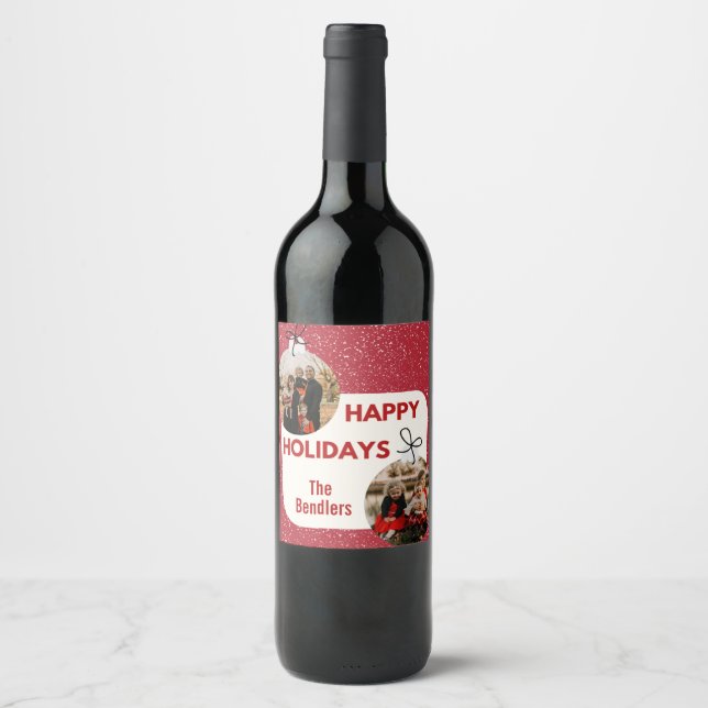 Rótulo de Vinho Fotográfico Feliz Feriados (Frente)
