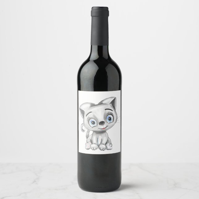 Rótulo de Vinho Gato Engraçado - Presente Personal (Frente)