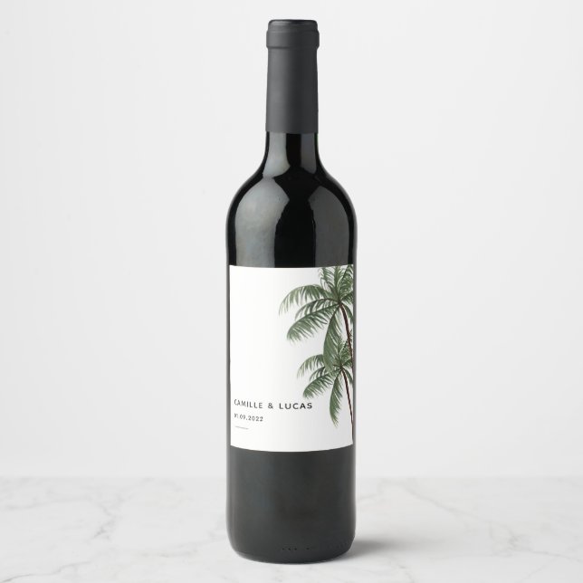 rótulo de vinho Minimalist Palm Trees (Frente)