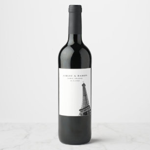 Rótulo de Vinho Minimalista de Casamento de Paris