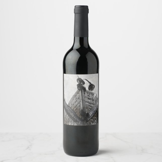 Rótulo de Vinho NYC da Broadway & Wall Street - Vi (Frente)