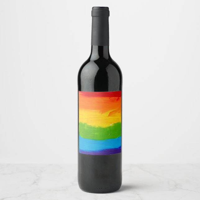 Rótulo de Vinho Orgulho Arco-íris – Adesivo Colori (Frente)