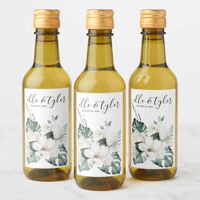 Rótulo de Vinho para Casamento Monstera (Garrafas)
