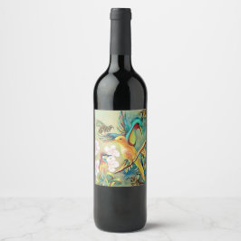rótulo de vinho para pintura de aves e abelhas