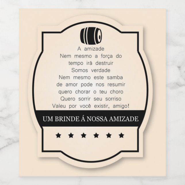 Rótulo de Vinho Personalizado (Rótulo Único)