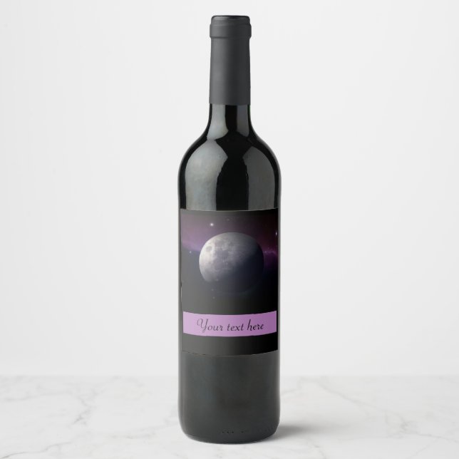 Rótulo de Vinho Personalizado da Foto da Lua (Frente)