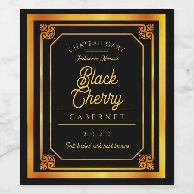 Rótulo de vinho personalizado de ouro preto (Rótulo Único)
